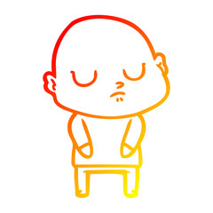 warm gradient line drawing cartoon bald man