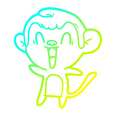 cold gradient line drawing cartoon laughing monkey