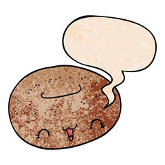 cute cartoon donut and speech bubble in retro texture style