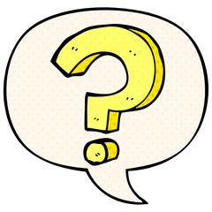 cartoon question mark and speech bubble in comic book style