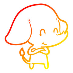 warm gradient line drawing cute cartoon elephant