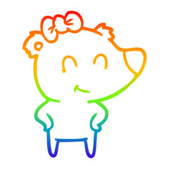 Obraz premium rainbow gradient line drawing female bear cartoon