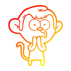 warm gradient line drawing cartoon hooting monkey