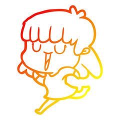 warm gradient line drawing cartoon woman