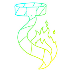 cold gradient line drawing cartoon burning tie