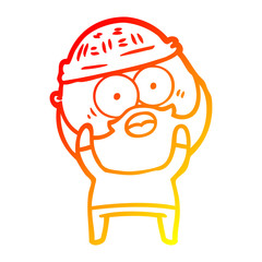 warm gradient line drawing cartoon bearded man