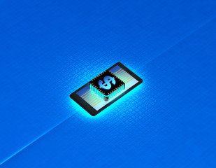 Fototapeta premium Mobile phone wireless payment, mobile phone with currency symbol,dollar