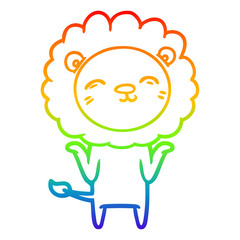 rainbow gradient line drawing cartoon lion