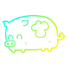 cold gradient line drawing cute cartoon pig