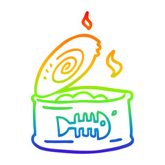 rainbow gradient line drawing cartoon tin of tuna