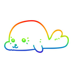 rainbow gradient line drawing cartoon baby seal