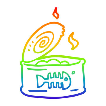 recommend clip art: rainbow gradient line drawing cartoon tin of tuna