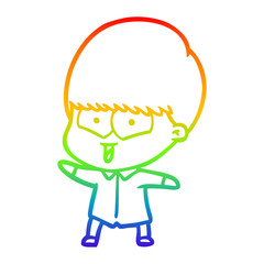 Fototapeta na wymiar rainbow gradient line drawing cartoon happy boy
