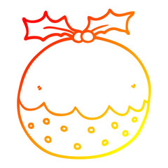 warm gradient line drawing cartoon christmas pudding