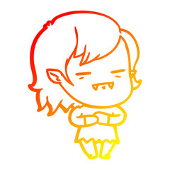 warm gradient line drawing cartoon undead vampire girl