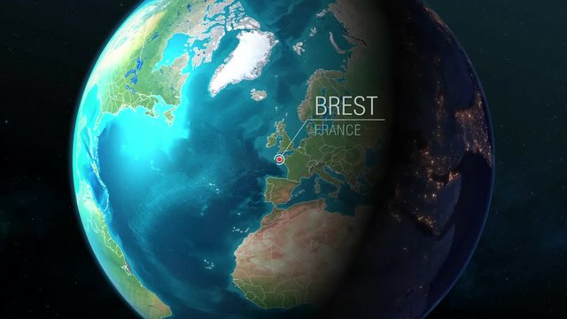  France - Brest - Zooming from space to earth