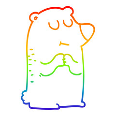 rainbow gradient line drawing cartoon polar bear