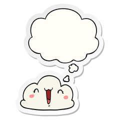 cartoon cloud and thought bubble as a printed sticker
