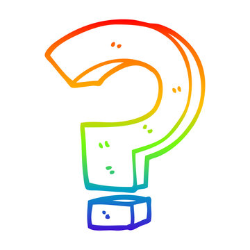 recommend clip art: rainbow gradient line drawing cartoon question mark