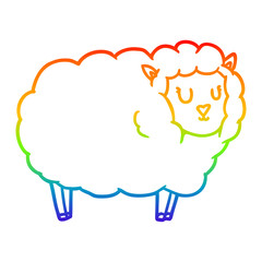 rainbow gradient line drawing cartoon sheep