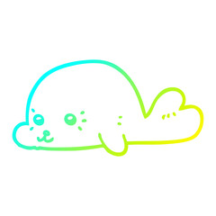 cold gradient line drawing cartoon baby seal