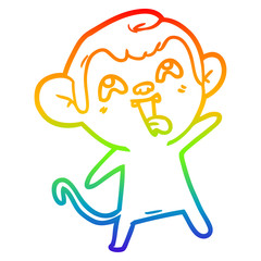 rainbow gradient line drawing crazy cartoon monkey