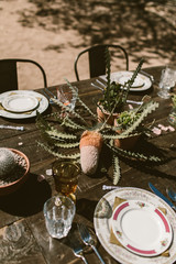 desert flower center piece and place settings