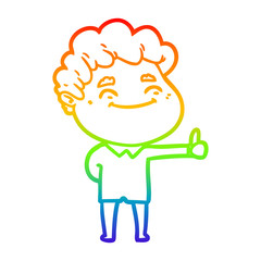 rainbow gradient line drawing cartoon friendly man