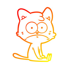 warm gradient line drawing cartoon nervous cat