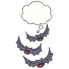 cartoon vampire bats and thought bubble