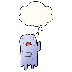 cartoon ghost and thought bubble in smooth gradient style