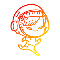 warm gradient line drawing cartoon astronaut woman