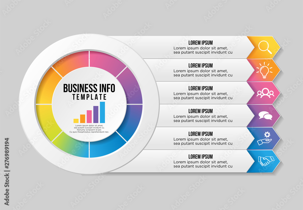 Wall mural vector infographic design template with options steps and marketing icons can be used for info graph