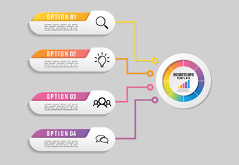 Vector Infographic Design Template with Options Steps and Marketing Icons can be used for info graph, presentations, process, diagrams, annual reports, workflow layout