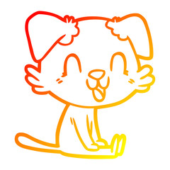 warm gradient line drawing laughing cartoon dog