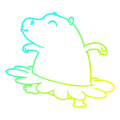 cold gradient line drawing cartoon hippo ballerina