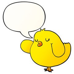 cartoon bird and speech bubble in smooth gradient style
