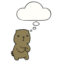 cartoon worried bear and thought bubble