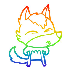 rainbow gradient line drawing cartoon wolf whistling