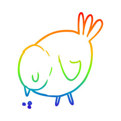 Obraz premium rainbow gradient line drawing cartoon pecking bird