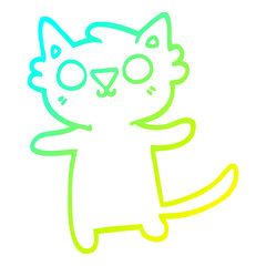 cold gradient line drawing cartoon cat