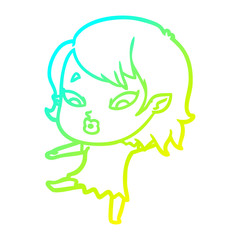 Obraz premium cold gradient line drawing cute cartoon vampire girl