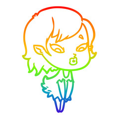 rainbow gradient line drawing cute cartoon vampire girl