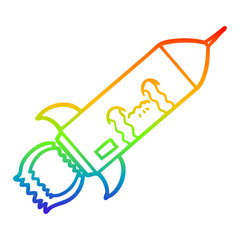 rainbow gradient line drawing cartoon crying rocket