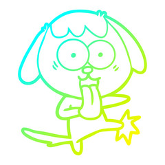 cold gradient line drawing cute cartoon dog