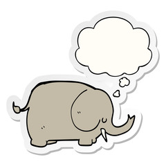 cartoon elephant and thought bubble as a printed sticker