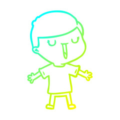 cold gradient line drawing cartoon happy boy