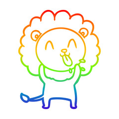 rainbow gradient line drawing happy cartoon lion