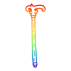rainbow gradient line drawing cartoon fancy walking stick