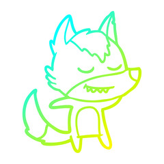 cold gradient line drawing friendly cartoon wolf